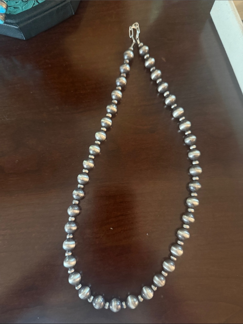 Sterling Silver Beaded Necklace 10mm 6mm made in USA 22”